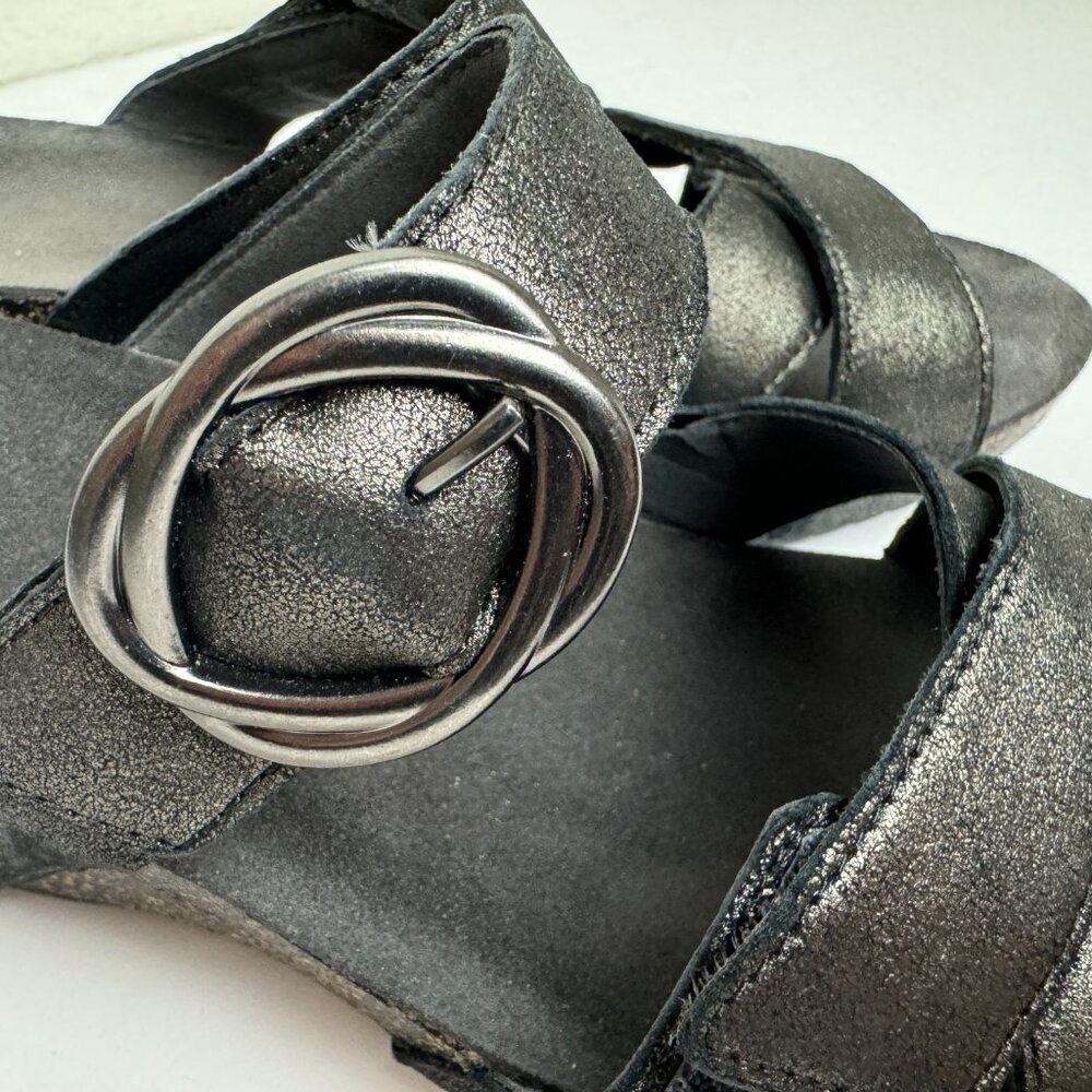 Dansko Clogs Sandals Stacey Suede Wedge Metalic Dark Gray Size EU 39 / US 8-8.5 - Picture 4 of 11
